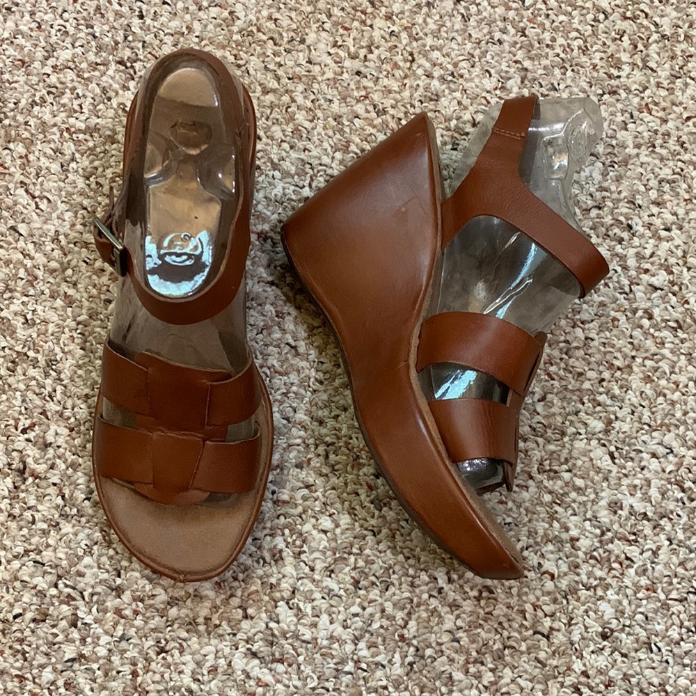 Korks by Kork-Ease ‘Della’ Platform Wedge Sandal Heels Comfort Saddle Br…